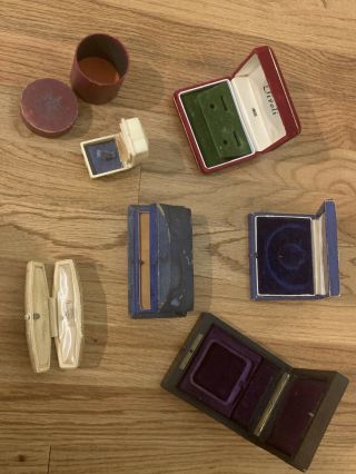Antique Vtg Velvet Jeweler Jewelry Boxes Cases Wooden Cardboard Celluloid