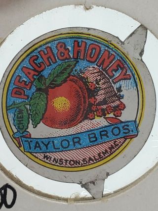 Vintage Peach & Honey Taylor Bros Tin Tobacco Tag Winston Salem Nc 1 "