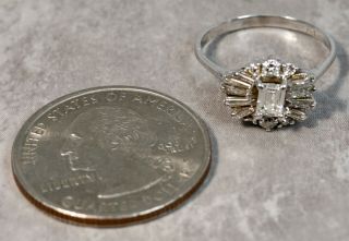 Antique 1920 ' s 18K White Gold.  50ctw Diamond Starburst Ring 2