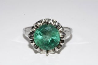 $3,  500 3.  00ct Antique Art Deco Natural Solitaire Emerald Platinum Ring