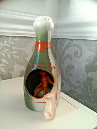 Antique German Porcelain Fairing - Pig,  Devil In Bottle Demon In The Drink Rare