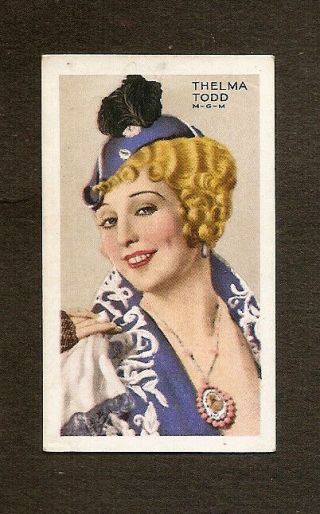 Thelma Todd Card Vintage 1935 Stars Of Screen & Stage Photo Gallaher Park Drivev