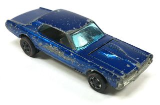 Vintage 1967 Mattel Hot Wheels Redline Blue Custom Cougar W/ Gray Interior
