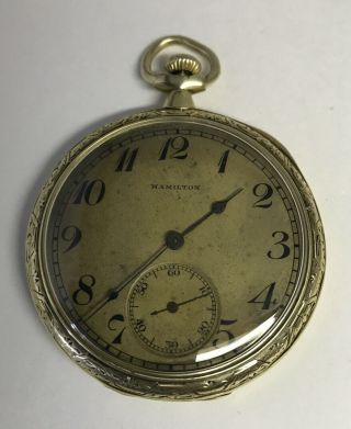 Antique 16 Size Hamilton 914 17 Jewel Solid 14k Gold Pocket Watch Lubricated