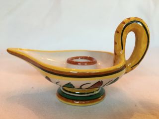 Vintage Hand Painted Deruta Pottery Candle Holder Candlestick Handle Made Italy