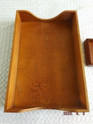 Vintage Wooden Desk Top Paper Tray,  Dovetailed Corners,  Felt Bottom Also Small C