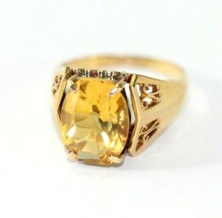 Vintage,  Estate 18k Yellow Gold,  Citrine Womens Ring: Size 6 - 6.  5 Grams,  8 Ct.
