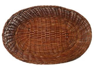 Vintage Dark Brown Woven Wicker Rattan Oval Basket Bowl Fruit Bread 10”