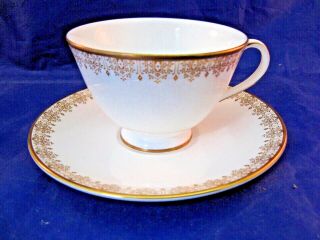 Vintage Royal Doulton Tea Cup And Saucer - Gold Lace - Fine English.  Bone China