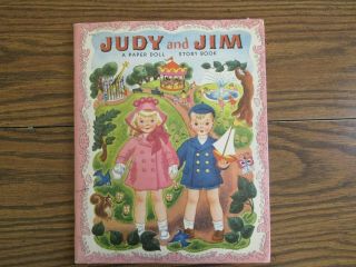 Vintage Judy And Jim,  Unique Paper Doll Story Book,  1948,  Folder/book