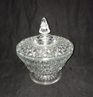 Vintage Anchor Hocking Clear Glass Wexford Covered Candy Dish W/ Lid