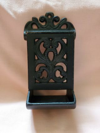 Vintage Wall Mount Cast Iron Match Stick Box Holder Dmh - 2