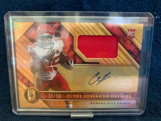 2020 Panini Gold Standard Clyde Edwards - Helaire Rookie Patch Auto 27/99 Chiefs