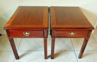 Pair Antique/vtg Hickory Chair Co James River Plantation Mahogany Side/end Table