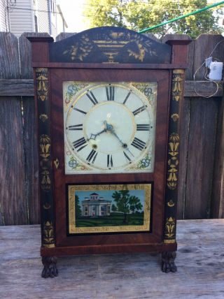 Antique American Riley Whiting Wooden Shelf Clock