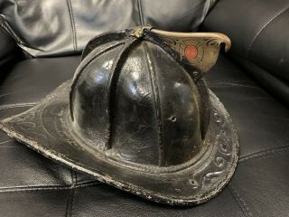 Cairns & Brother Vintage Antique Leather Fireman Helmet Pre 1947