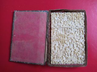 Antique Japanese Carved Card Case With Box 19th Century