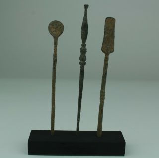 Set Of 3 Ancient Roman Bronze Medical Implements - 2nd Century Ad
