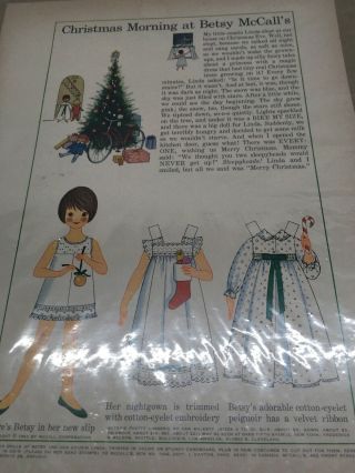 1963 Vintage Betsy Mccall Christmas Morning Paper Dolls Uncut