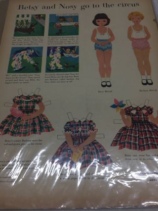 1952 Vintage Betsy Mccall And Nosy Go To The Circus Paper Dolls Uncut