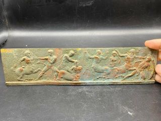 Ancient Old Bactrain Kingdom Greek Fighting Batlle Engraved Bronze Painal