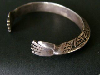 Heavy Ingot Antique Navajo Silver Cuff Bracelet Hand Stamped & Forged Hands