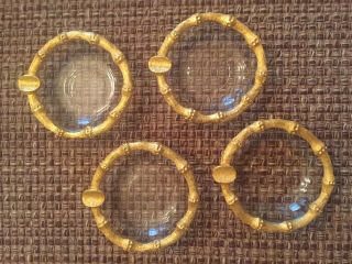 Vintage Set Of 4 Clear Glass Ashtrays W/gold Edge Small Personal Size