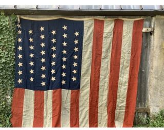 Very Rare And Unusual Antique American Flag Wool 45 Star Huge Circa 1890 / F81