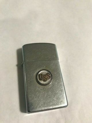 Vintage Zippo Slim Lighter (uss Badge,  United States Steel)