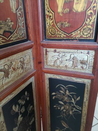 RARE Antique Chinese Wooden Gilt 5 Panels Screen/Room Divider 3