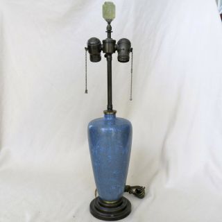 10.  5 " Antique Chinese Blue Cloisonne Vase Made Into A Lamp (23.  75 ")