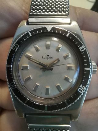 Vintage Cliper Diver Swiss Made Watch 17 Jewels Hand Winding 6 Atm Waterproof