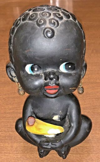 Old Antique Vintage Chalkware Black Americana Bobble Head Bobblehead Bank
