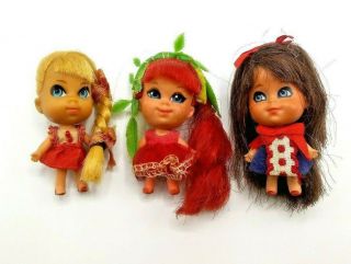 Vintage 1960s Mattel 3 Liddle Kiddles Lucky Locket Dolls In Vguc