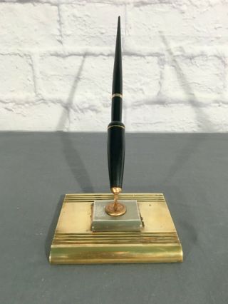 1940 ' s Vintage Parker Challenger Fountain Pen Brass Desk Set 2