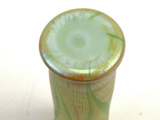 c.  1900 Antique Tiffany Studios Favrile Glass Pulled Feather Vase,  L.  C.  T Signed 3