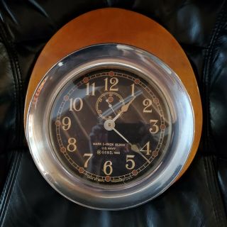 Seth Thomas Mark 1 Deck Clock U.  S.  Navy Ship Bulkhead 1940 Bronze Running W/ Key