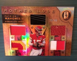 Patrick Mahomes 2019 Panini Gold Standard Mother Load Patch /49