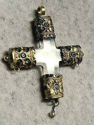 Antique 17th Century Italian 14k Gold Beveled Rock Crystal Cross