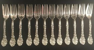Set Of 12 Gorham Versailles Sterling Silver Pierced Salad Forks No Mono