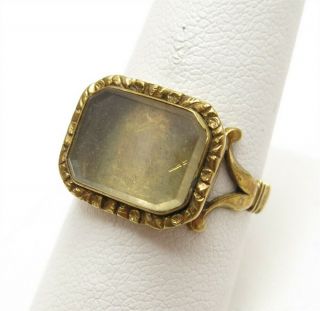 Antique Victorian 14k Yellow Gold Mourning Hair Ring Size 7