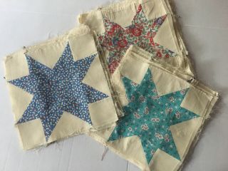 40 Vintage Quilt Blocks - Lamone Star Pattern Approx 10 1/4 X 10 1/4 - Cotton