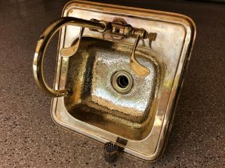 Hammered Brass Vintage Sink w/lever faucet,  drain strainer & pipe 16 3/4 