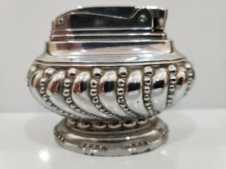 Vintage Queen Star Crown Beaded Chrome Table Top Lighter Japan 1824.  40