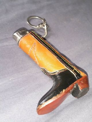 Vtg Leather Cowboy Boot Keychain Lighter Case Holder Western Biker Mexico