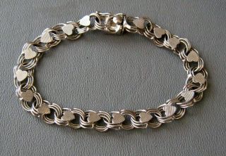 Vintage Sterling Silver Triple Link Starter Charm Bracelet