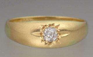 Fine Antique Victorian 18k Gold 0.  25ct Old Cut Diamond Starburst Band Ring 7.  75