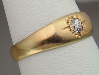 Fine Antique Victorian 18K Gold 0.  25ct Old Cut Diamond Starburst Band Ring 7.  75 2