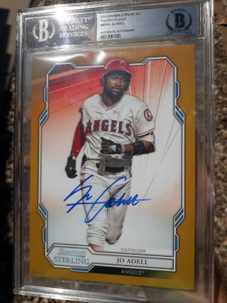 Angels Jo Adell Autographed Signed 2019 Bowman Sterling Gold 5x7 Insert 5/10 Bgs