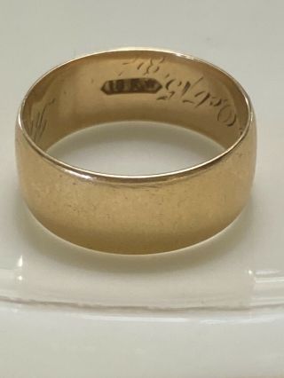 Antique 1980 Wedding Band Victorian Ring Engraved 18k Solid Gold 6.  5g Size 8